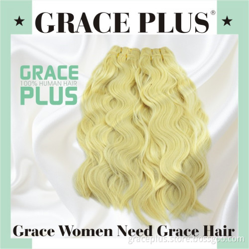 Grace Plus 8-30" various colors available 100 human hair weave brands premium jazzy blonde curly real hair extensions dropship